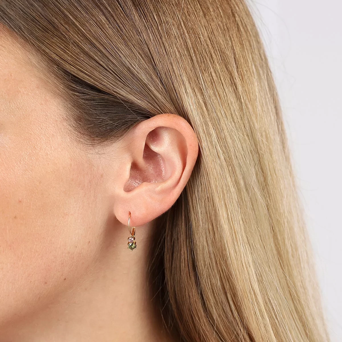 Rimini Due Earrings Yellow Gold/Olive Green/Pink Ohrhänger - Image 2