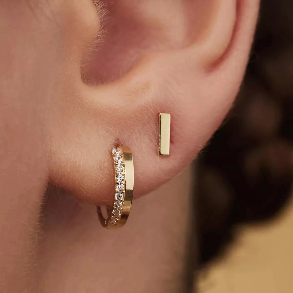 Isabel Bernard Le Marais Louna 14 Karat Hoop Earrings With Zircon Gold Creole - Image 3