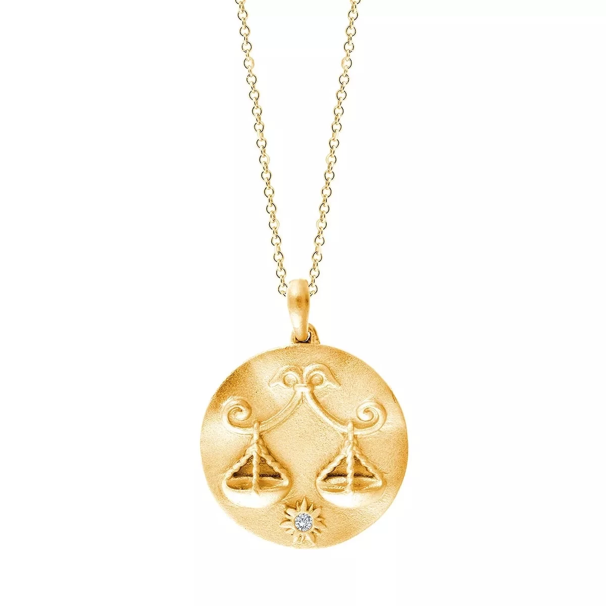 Zodiac Pendant - Libra Yellow Gold Mittellange Halskette