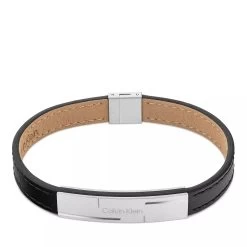 Calvin Klein Grid Leather Bracelet Black Armband