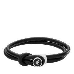 Emporio Armani Leather Toggle Bracelet Silver Armband
