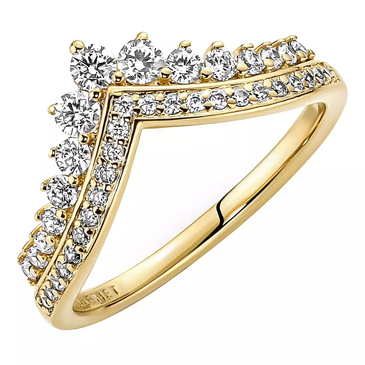 Pandora Timeless Wishbone Diadem Ring 14k Gold-plated Unique Metal Blend Ring