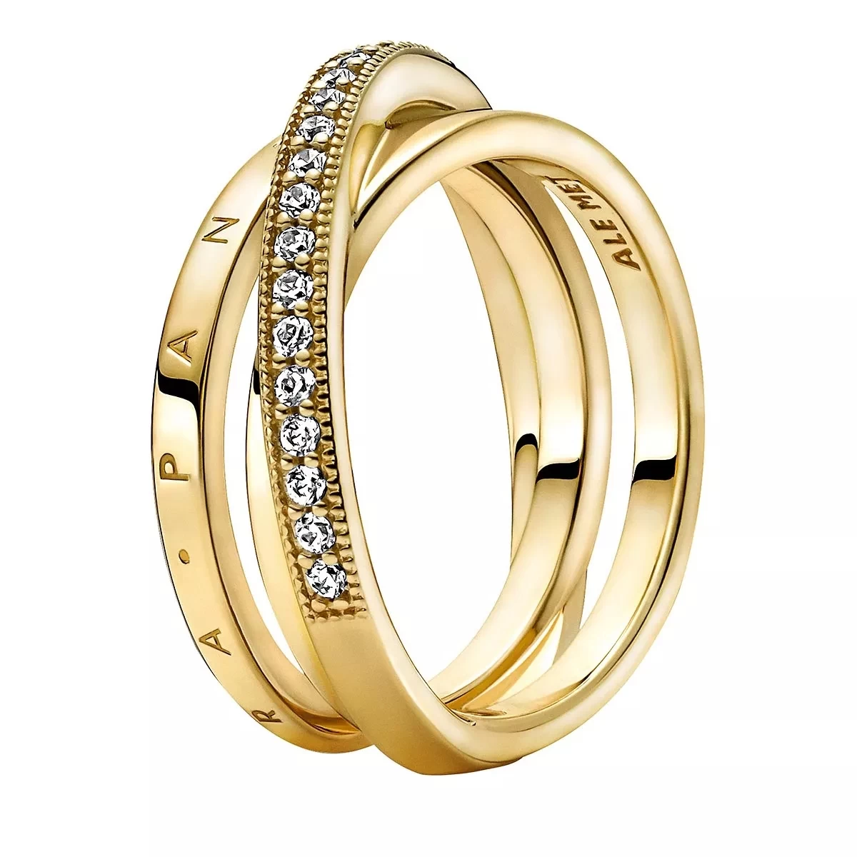 Pandora Dreifach Gekreuzter Pavé-Ring 14k Gold-plated Unique Metal Blend Ring