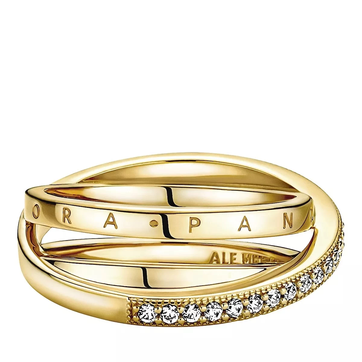 Pandora Dreifach Gekreuzter Pavé-Ring 14k Gold-plated Unique Metal Blend Ring - Image 2