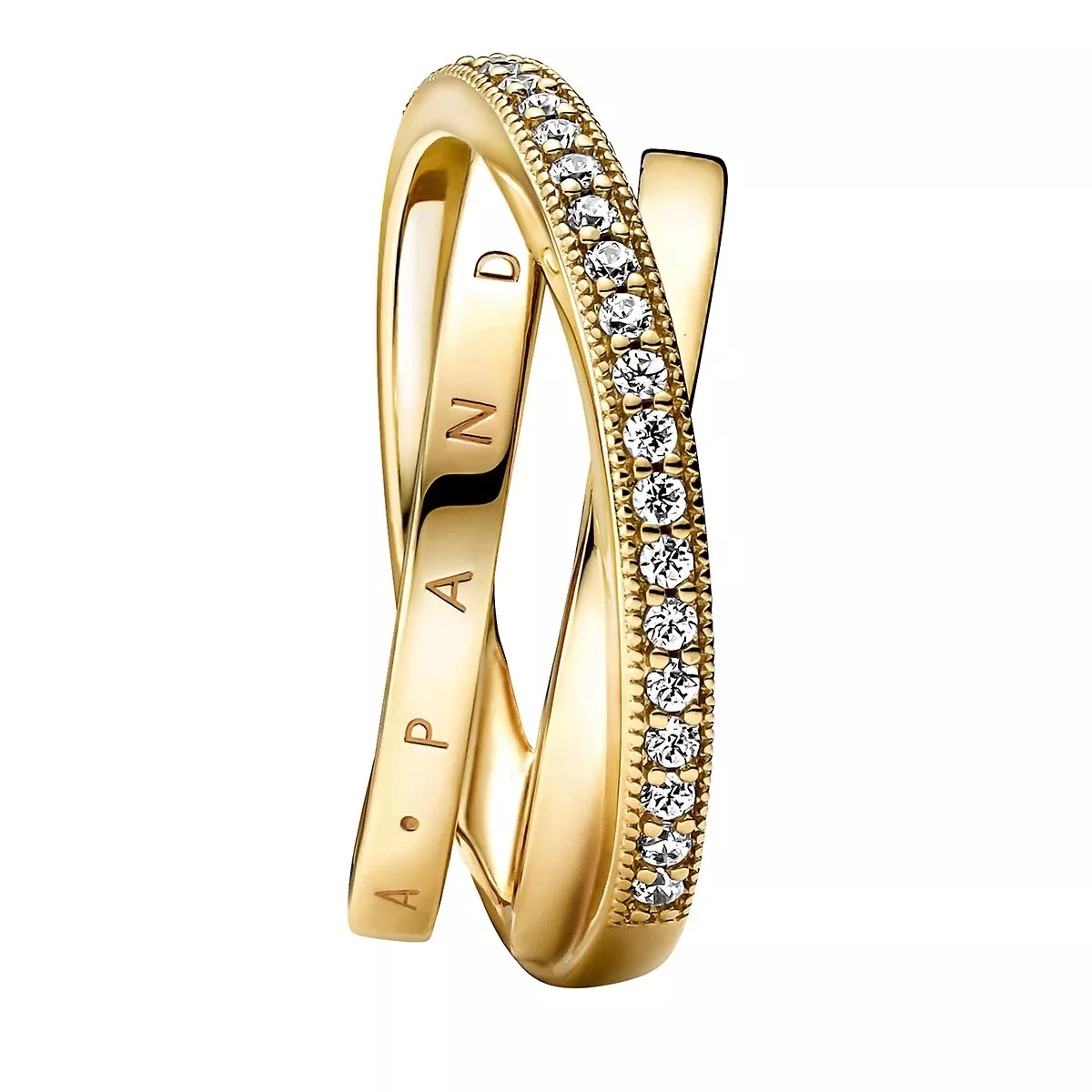 Pandora Dreifach Gekreuzter Pavé-Ring 14k Gold-plated Unique Metal Blend Ring - Image 3