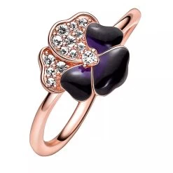 Pandora Dunkelvioletter Stiefmütterchen Ring 14k Rose Gold-plated Unique Metal Blend Ring