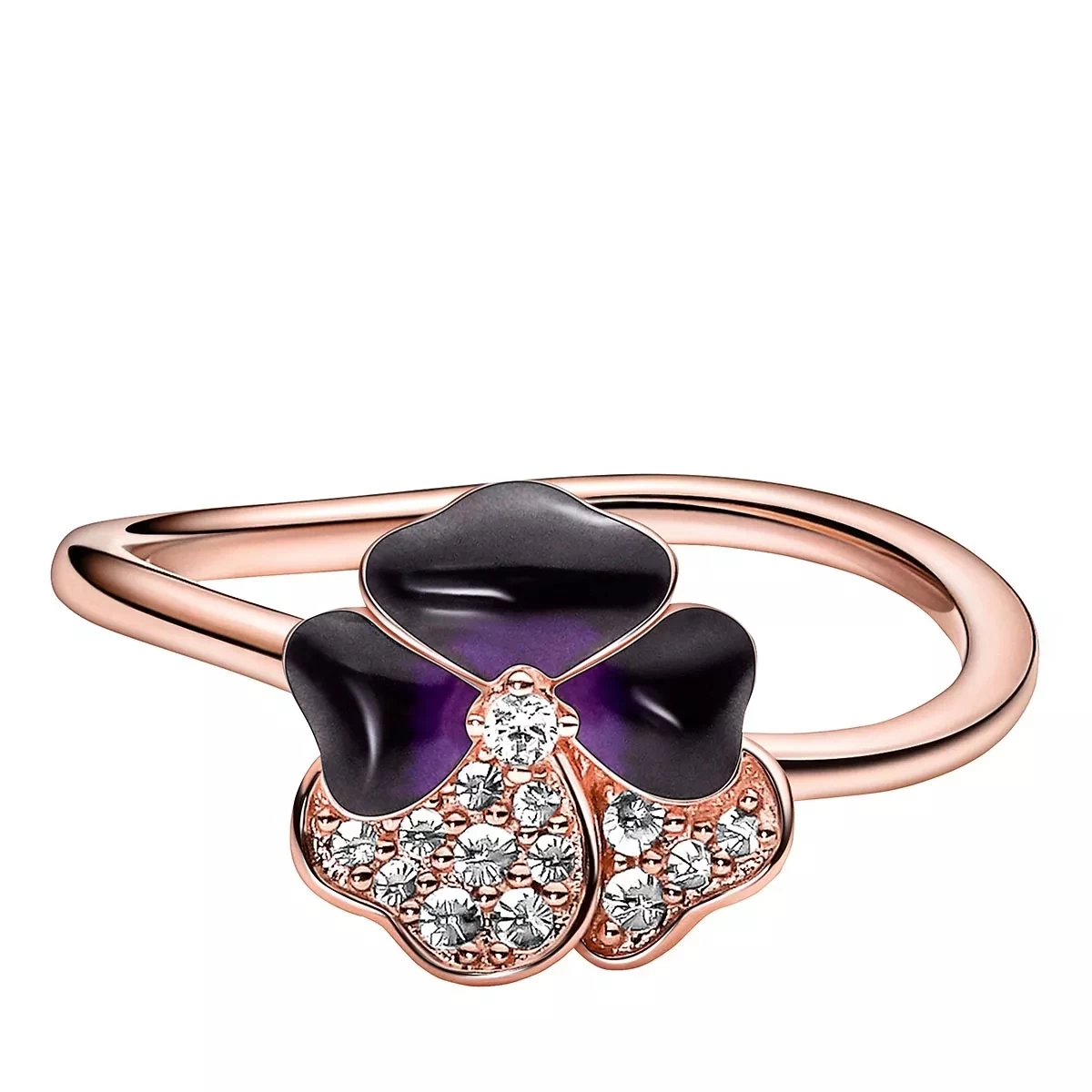 Pandora Dunkelvioletter Stiefmütterchen Ring 14k Rose Gold-plated Unique Metal Blend Ring - Image 2