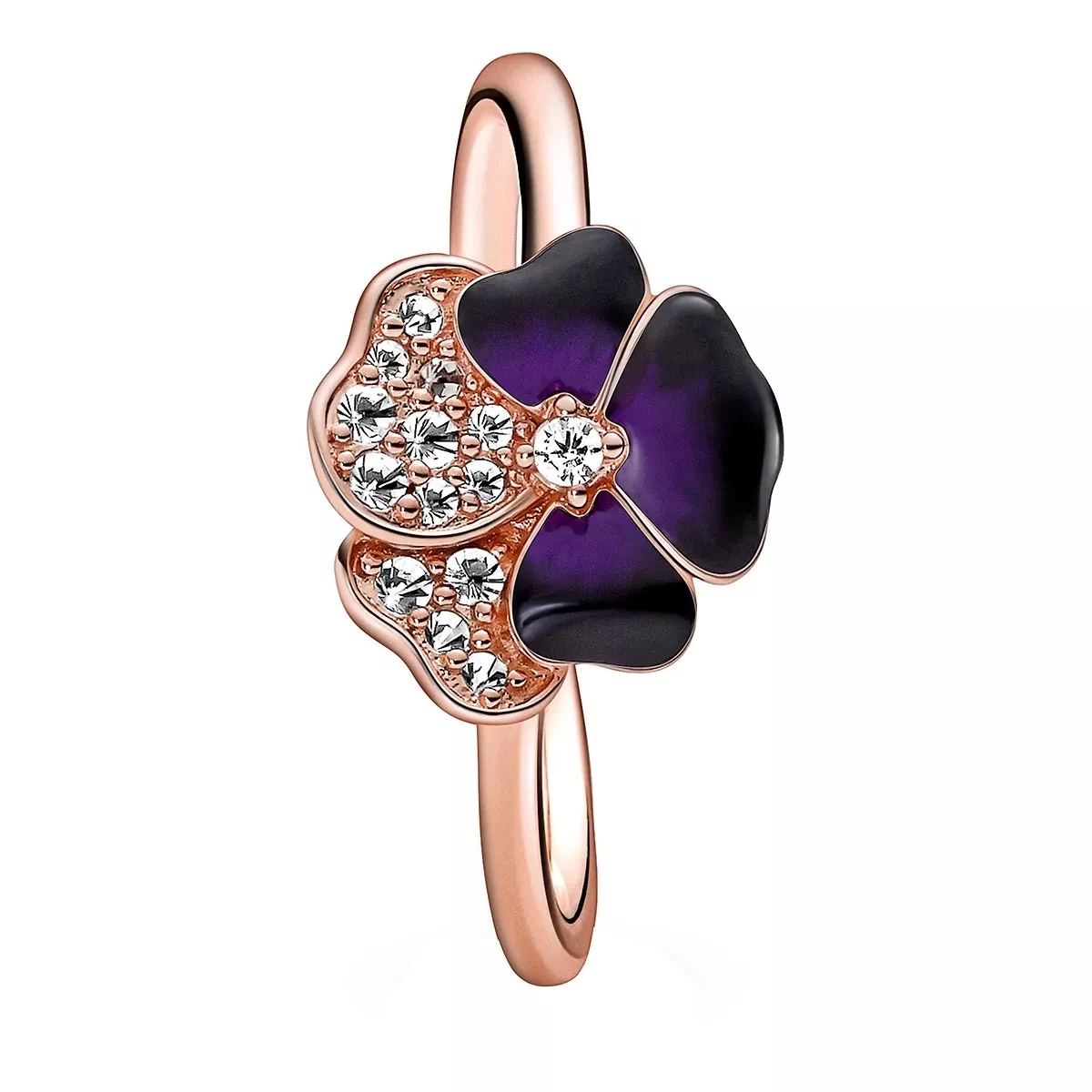 Pandora Dunkelvioletter Stiefmütterchen Ring 14k Rose Gold-plated Unique Metal Blend Ring - Image 3