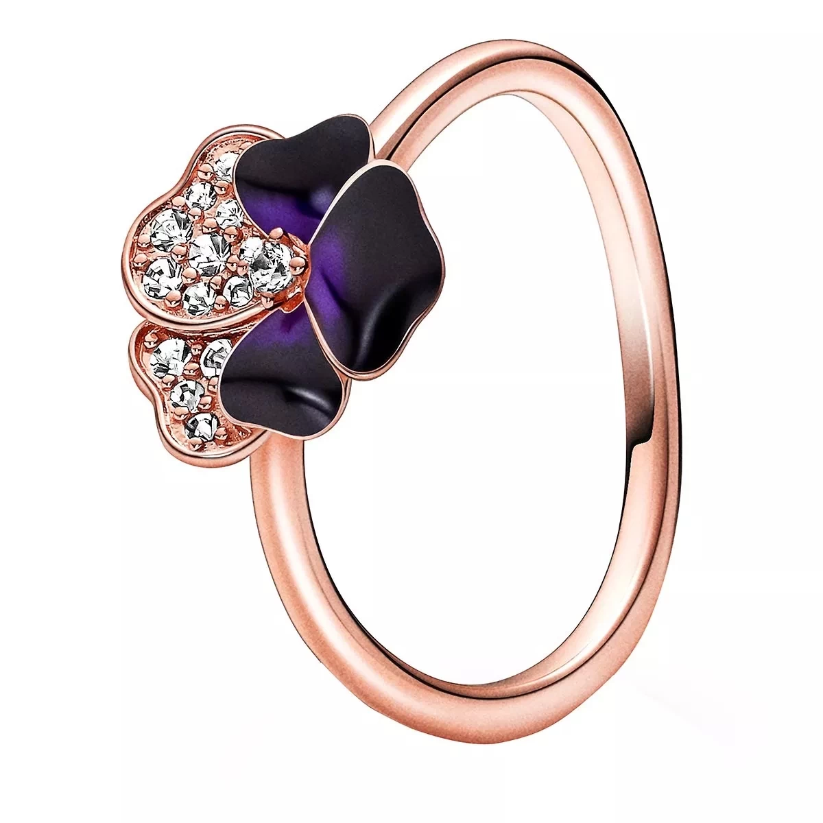 Pandora Dunkelvioletter Stiefmütterchen Ring 14k Rose Gold-plated Unique Metal Blend Ring - Image 4