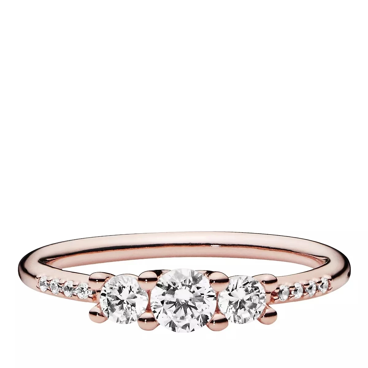 Pandora Drei Klare Steine Ring 14k Rose Gold-plated Unique Metal Blend Ring - Image 2