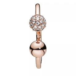 Pandora Polierte & Pavé-Kugel Offener Ring 14k Rose Gold-plated Unique Metal Blend Ring