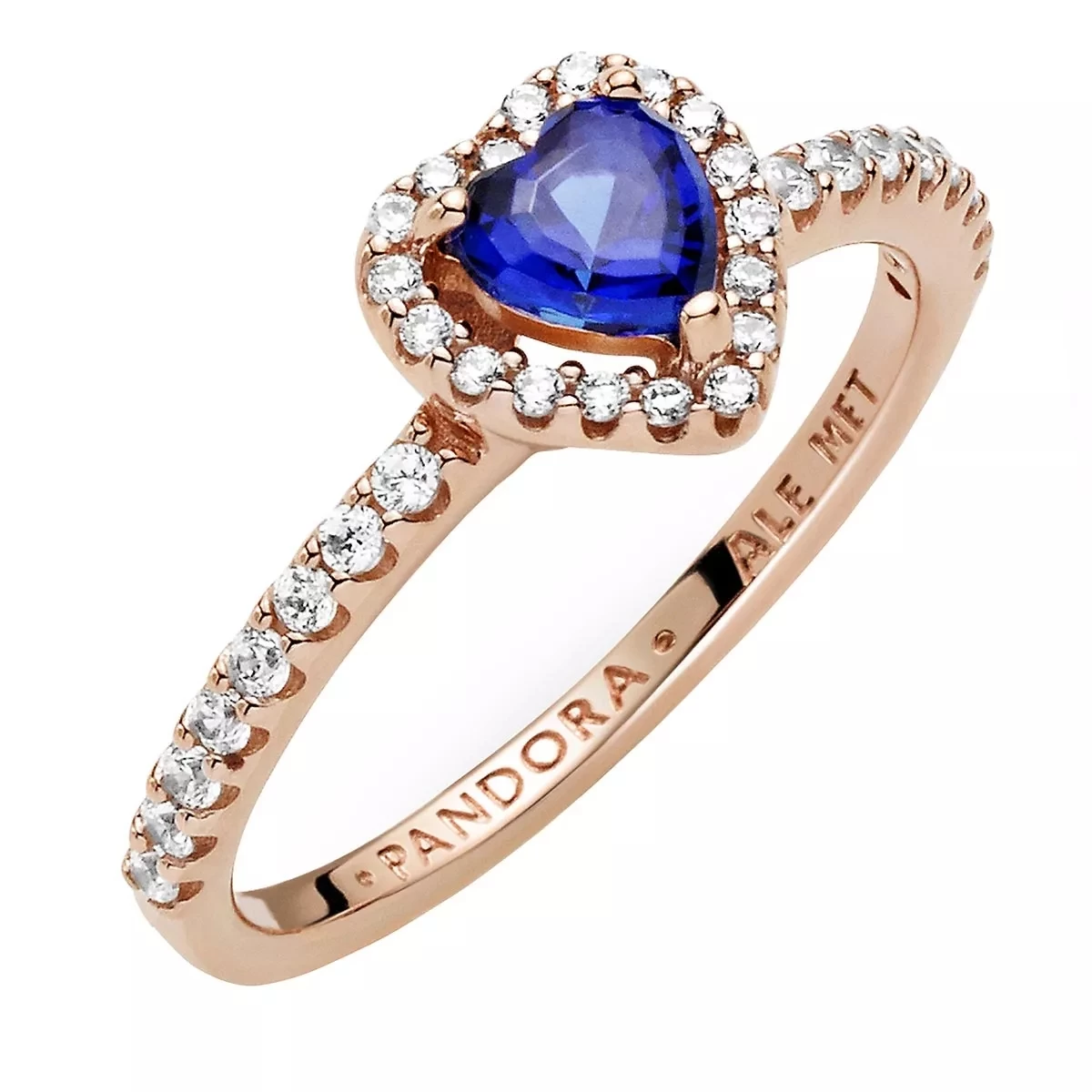 Pandora Funkelndes Blaues Erhabenes Herz Ring 14k Rose Gold-plated Unique Metal Blend Ring