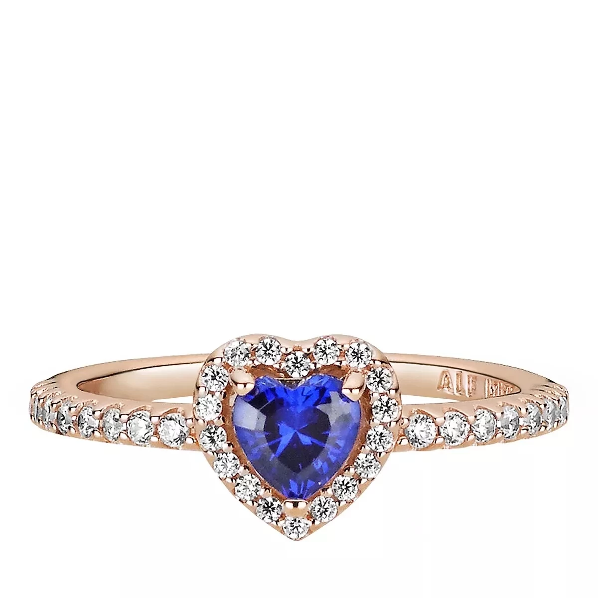 Pandora Funkelndes Blaues Erhabenes Herz Ring 14k Rose Gold-plated Unique Metal Blend Ring - Image 3