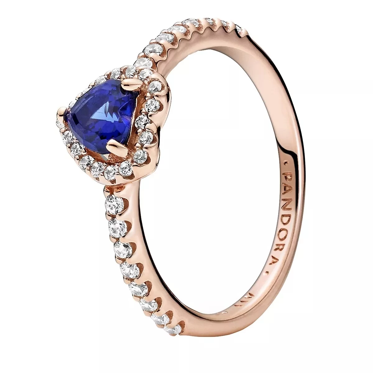 Pandora Funkelndes Blaues Erhabenes Herz Ring 14k Rose Gold-plated Unique Metal Blend Ring - Image 4