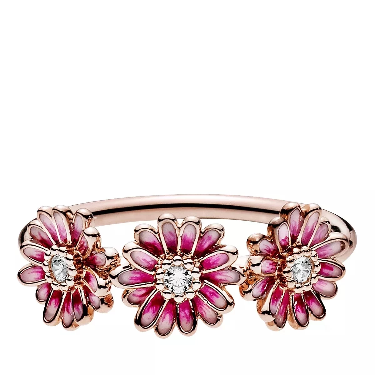 Pandora Rosafarbenes Gänseblümchen-Trio Ring 14k Rose Gold-plated Unique Metal Blend Ring - Image 2