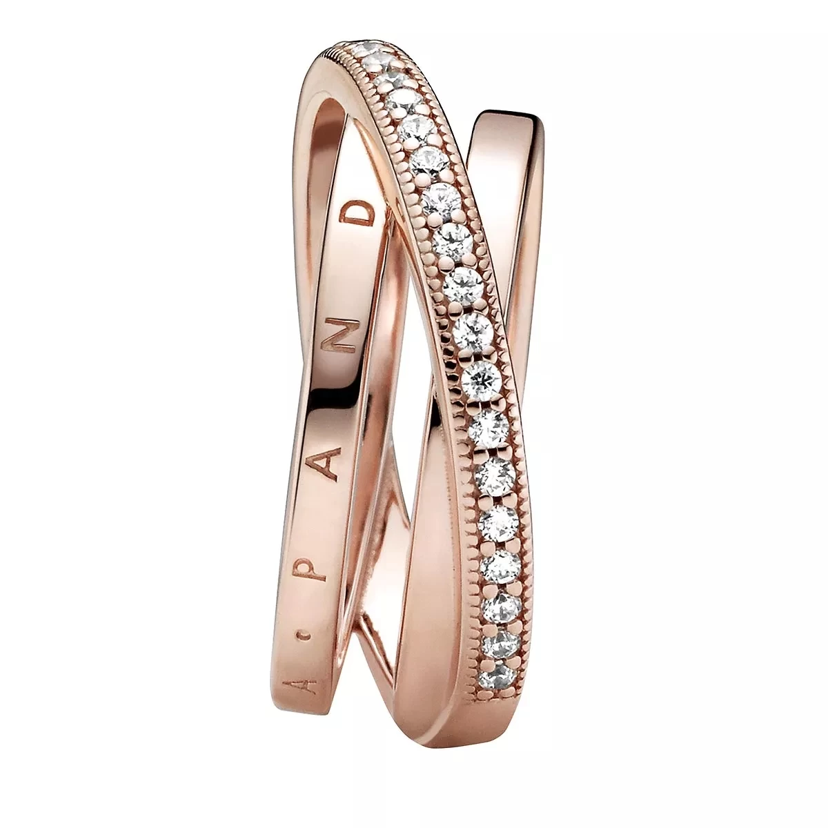 Pandora Dreifach Gekreuzter Pavé-Ring 14k Rose Gold-plated Unique Metal Blend Mehrfachring - Image 3