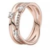 Pandora Funkelnder Dreifach-Ring 14k Rose Gold-plated Unique Metal Blend Ring