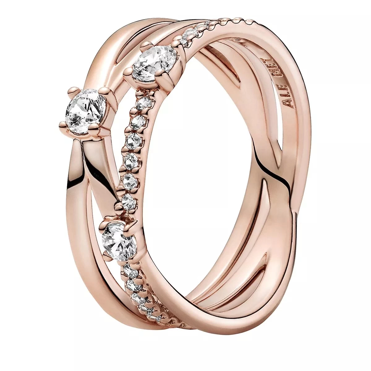 Pandora Funkelnder Dreifach-Ring 14k Rose Gold-plated Unique Metal Blend Ring