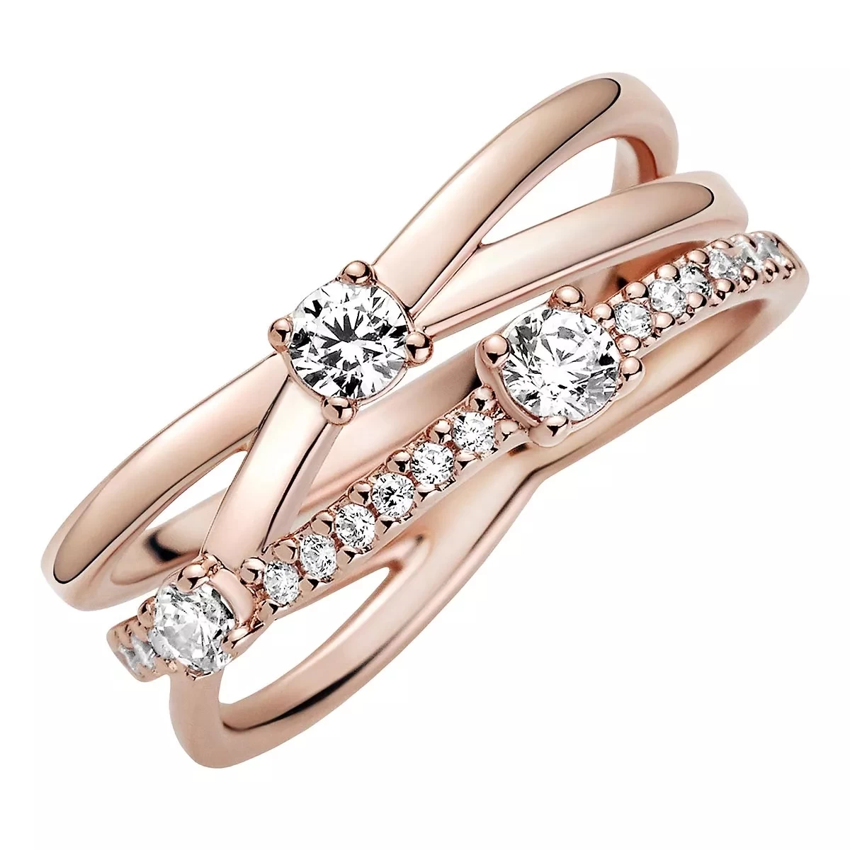 Pandora Funkelnder Dreifach-Ring 14k Rose Gold-plated Unique Metal Blend Ring - Image 4
