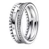 Pandora Signature Logo Pavé & Perlen Ring Sterling Silver Ring