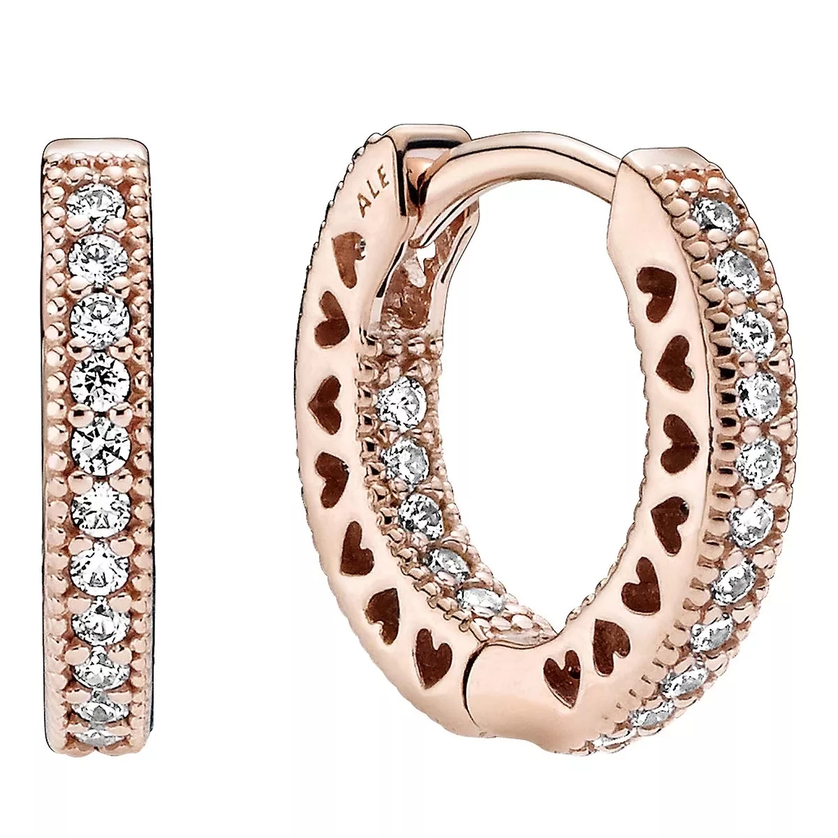 Pandora Pavé-Herz Ohrringe 14k Rose Gold-plated Unique Metal Blend Creole