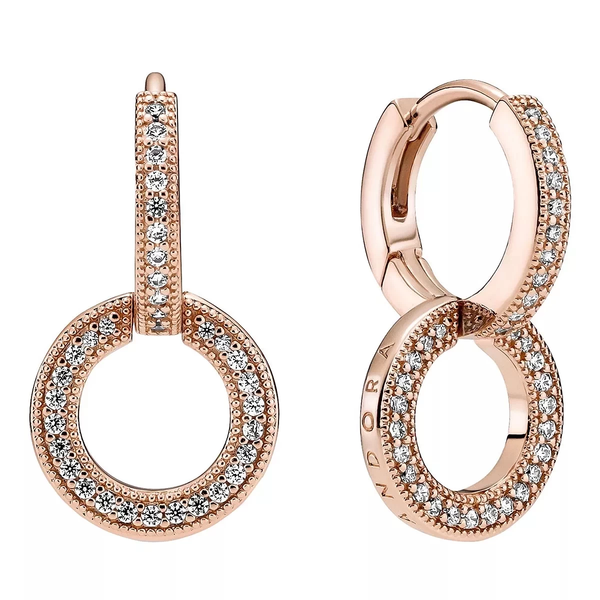 Pandora Funkelnde Doppel-Ohrringe 14k Rose Gold-plated Unique Metal Blend Creole