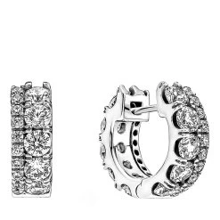 Pandora Doppelband Pavé Ohrringe Sterling Silver Creole