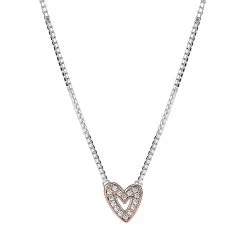 Pandora Funkelndes Freihand-Herz Halskette Sterling Silver And 14k Rose Gold-plated Kurze Halskette