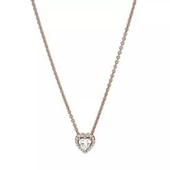 Pandora Funkelndes Herz Collier-Halskette 14k Rose Gold-plated Unique Metal Blend Kurze Halskette