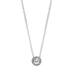 Pandora Halskette Mit Rundem Funkelndem Strahlenkranz Sterling Silver Kurze Halskette