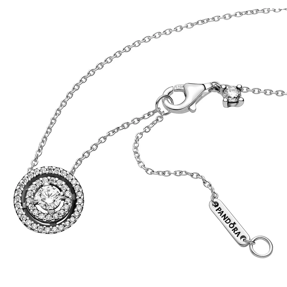 Pandora Funkelnder Doppelter Kranz Halskette Sterling Silver Kurze Halskette – Bild 4