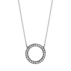 Pandora Funkelnder Kreis Halskette Sterling Silver Kurze Halskette
