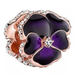 Pandora Dunkelviolettes Stiefmütterchen Charm 14k Rose Gold-plated Unique Metal Blend Anhänger