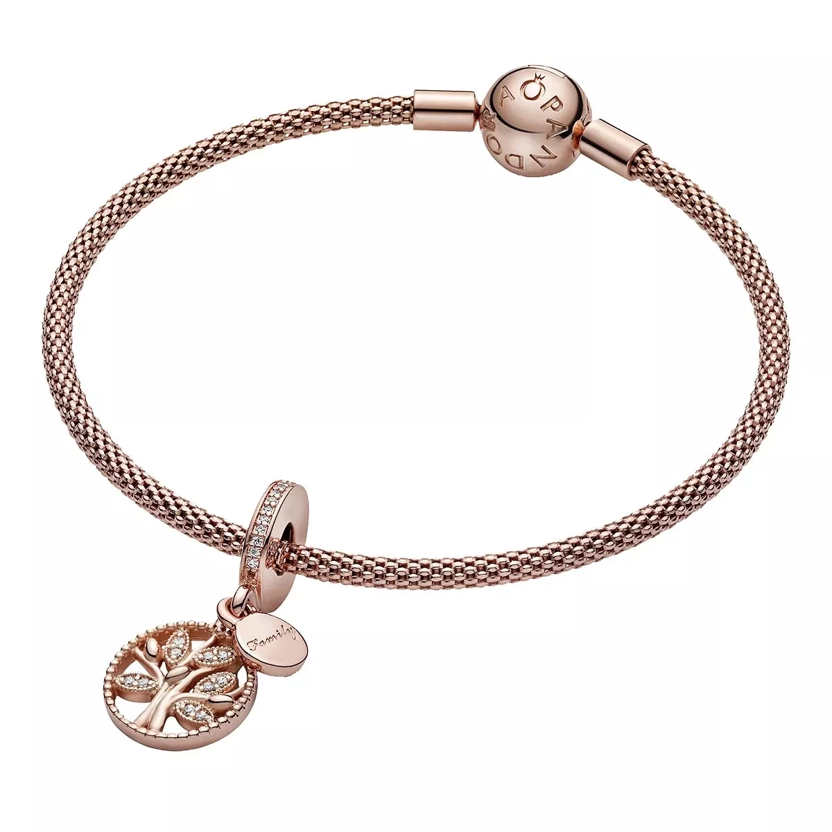 Pandora Funkelnder Stammbaum Charm-Anhänger 14k Rose Gold-plated Unique Metal Blend Anhänger - Image 5