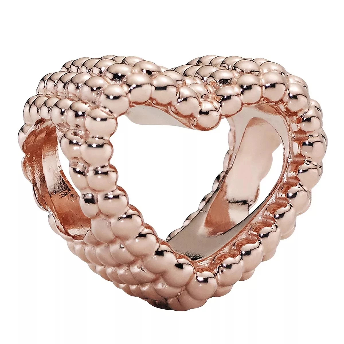 Pandora Offenes Metallperlen Herz Charm 14k Rose Gold-plated Unique Metal Blend Anhänger