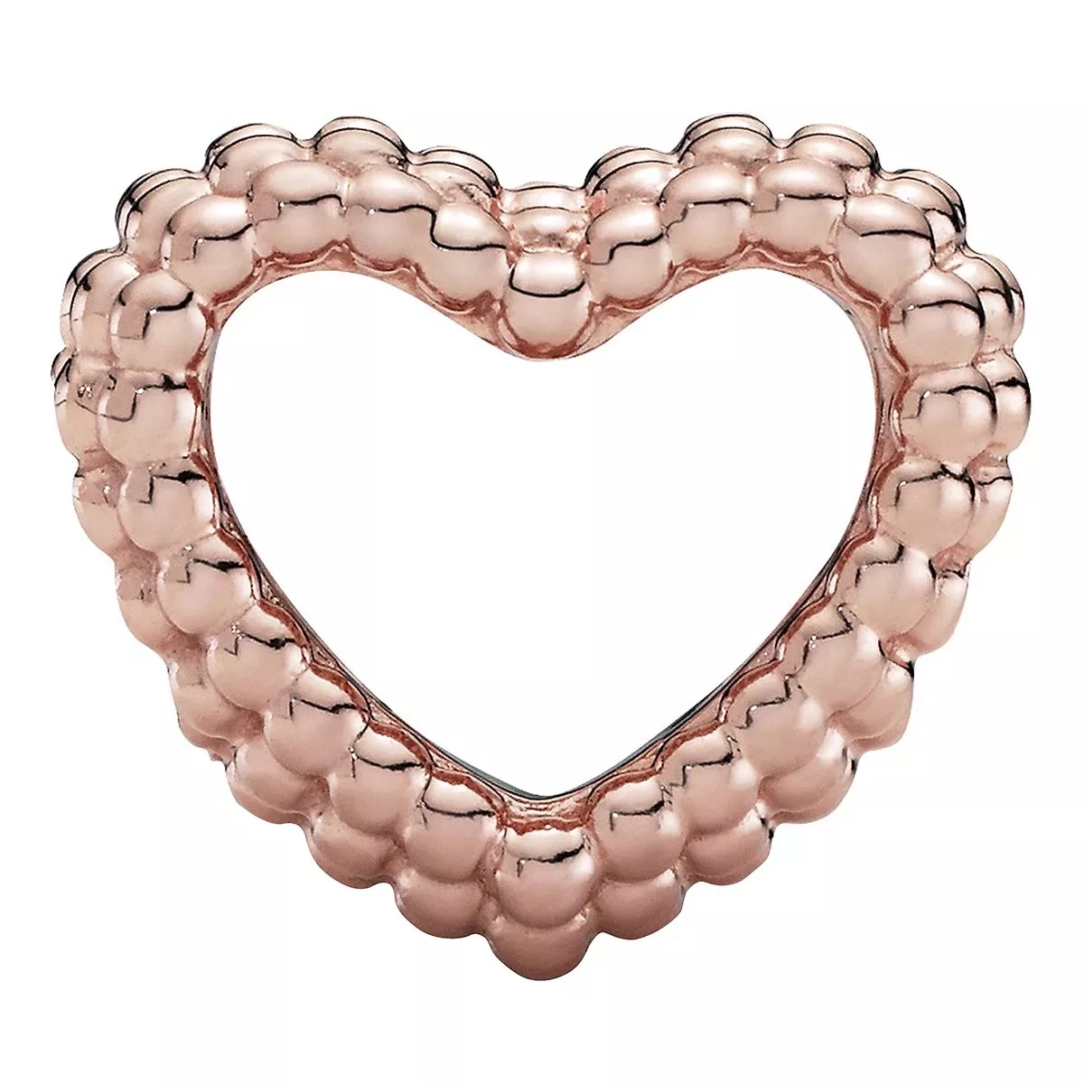 Pandora Offenes Metallperlen Herz Charm 14k Rose Gold-plated Unique Metal Blend Anhänger - Image 2