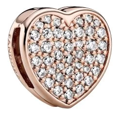 Pandora Pavé-Herz Clip 14k Rose Gold-plated Unique Metal Blend Anhänger