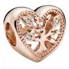 Pandora Offen Gearbeitetes Stammbaum Herz Charm 14k Rose Gold-plated Unique Metal Blend Anhänger