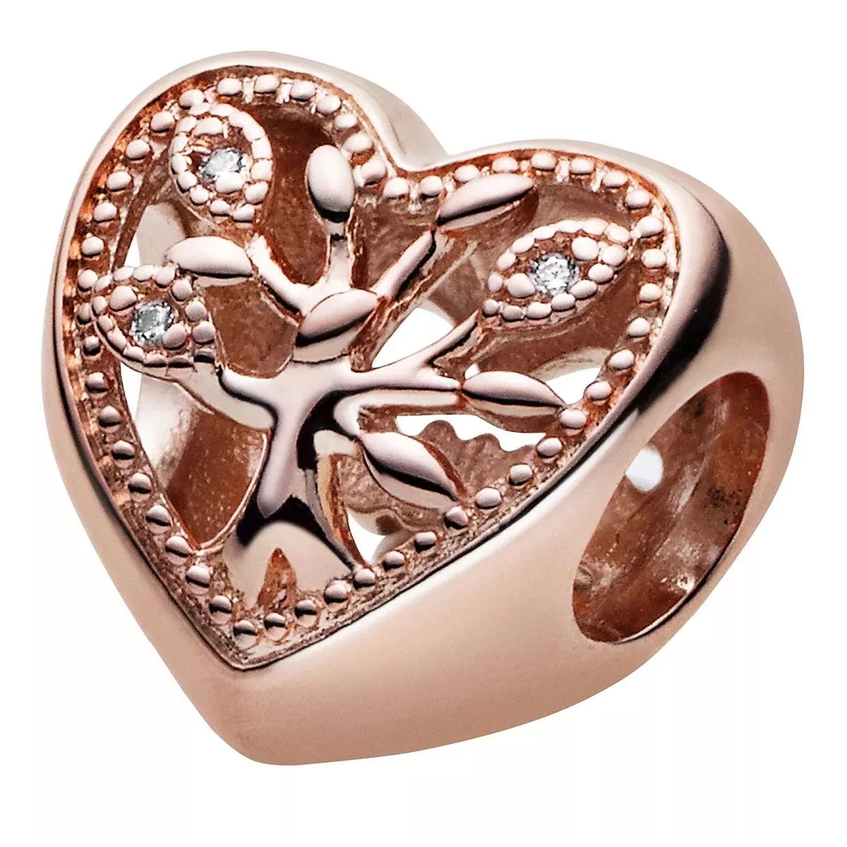 Pandora Offen Gearbeitetes Stammbaum Herz Charm 14k Rose Gold-plated Unique Metal Blend Anhänger - Image 4