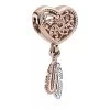 Pandora Offen Gearbeitetes Herz & Zwei Federn Traumfänger Silver & Rose Gold-plated Anhänger