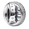 Pandora Signature Logo Pavé & Perlen Charm Sterling Silver Anhänger