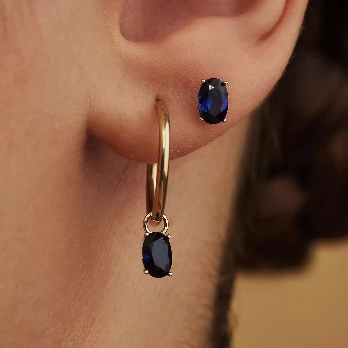 Isabel Bernard Baguette Nila 14 Karat Stud Ear Studs Blue, Gold Ohrstecker - Image 3