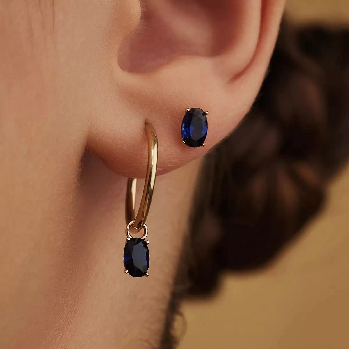 Isabel Bernard Baguette Nila 14 Karat Stud Ear Studs Blue, Gold Ohrstecker - Image 4