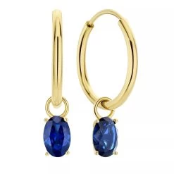 Isabel Bernard Baguette Nila 14 Karat Hoop Earrings Blue, Gold Creole