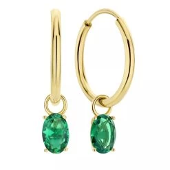 Isabel Bernard Baguette Olivia 14 Karat Hoop Earrings Gold, Green Creole