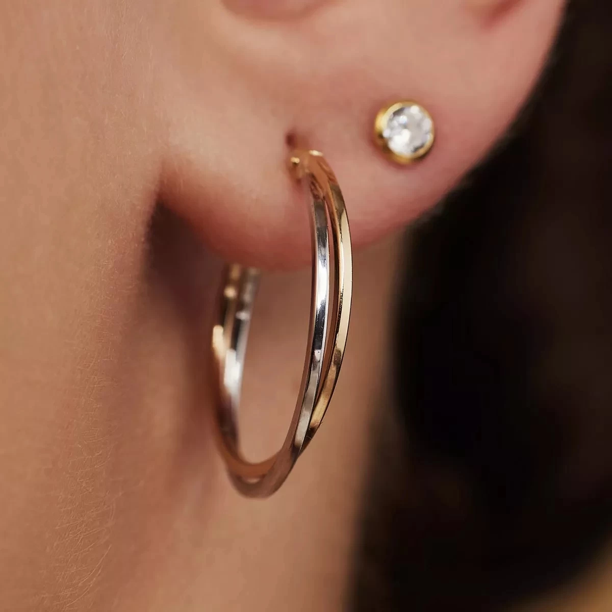 Isabel Bernard Rivoli Adame 14 Karat Hoop Earrings With Two Colou Gold Creole - Image 2