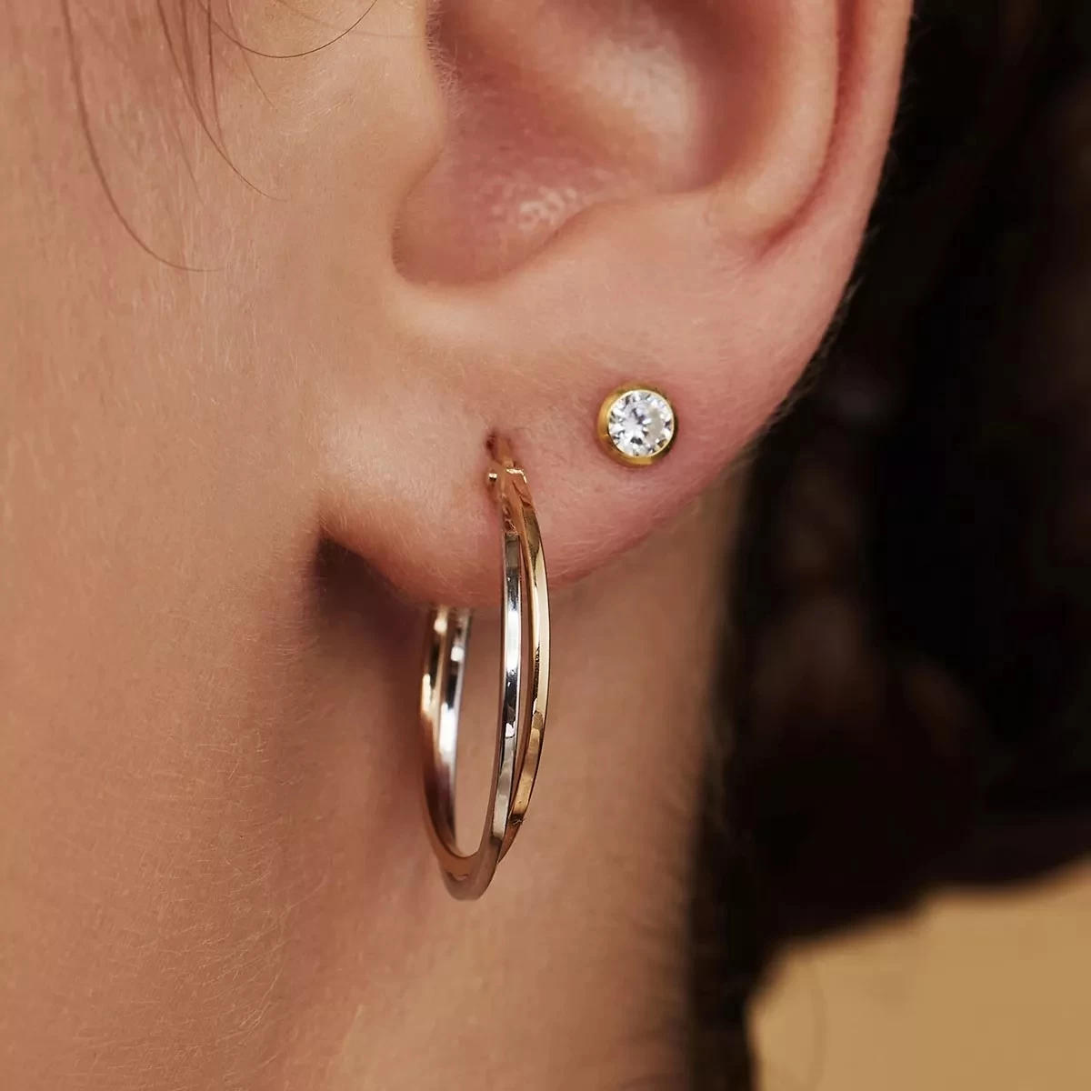 Isabel Bernard Rivoli Adame 14 Karat Hoop Earrings With Two Colou Gold Creole - Image 3