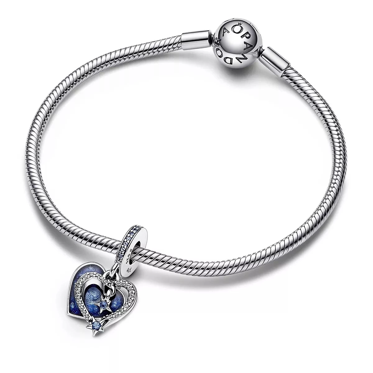 Pandora Himmlische Sternschnuppe Herz Doppelter Anhänger C Blue Anhänger - Image 3