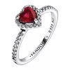 Pandora Heart Sterling Silver Ring With Cherries Jubilee Red Pavéring