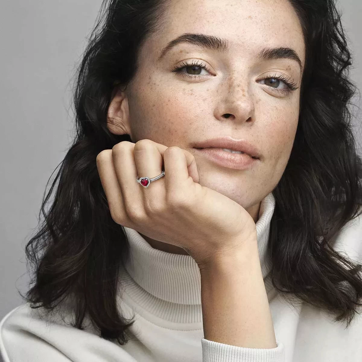 Pandora Heart Sterling Silver Ring With Cherries Jubilee Red Pavéring - Image 2